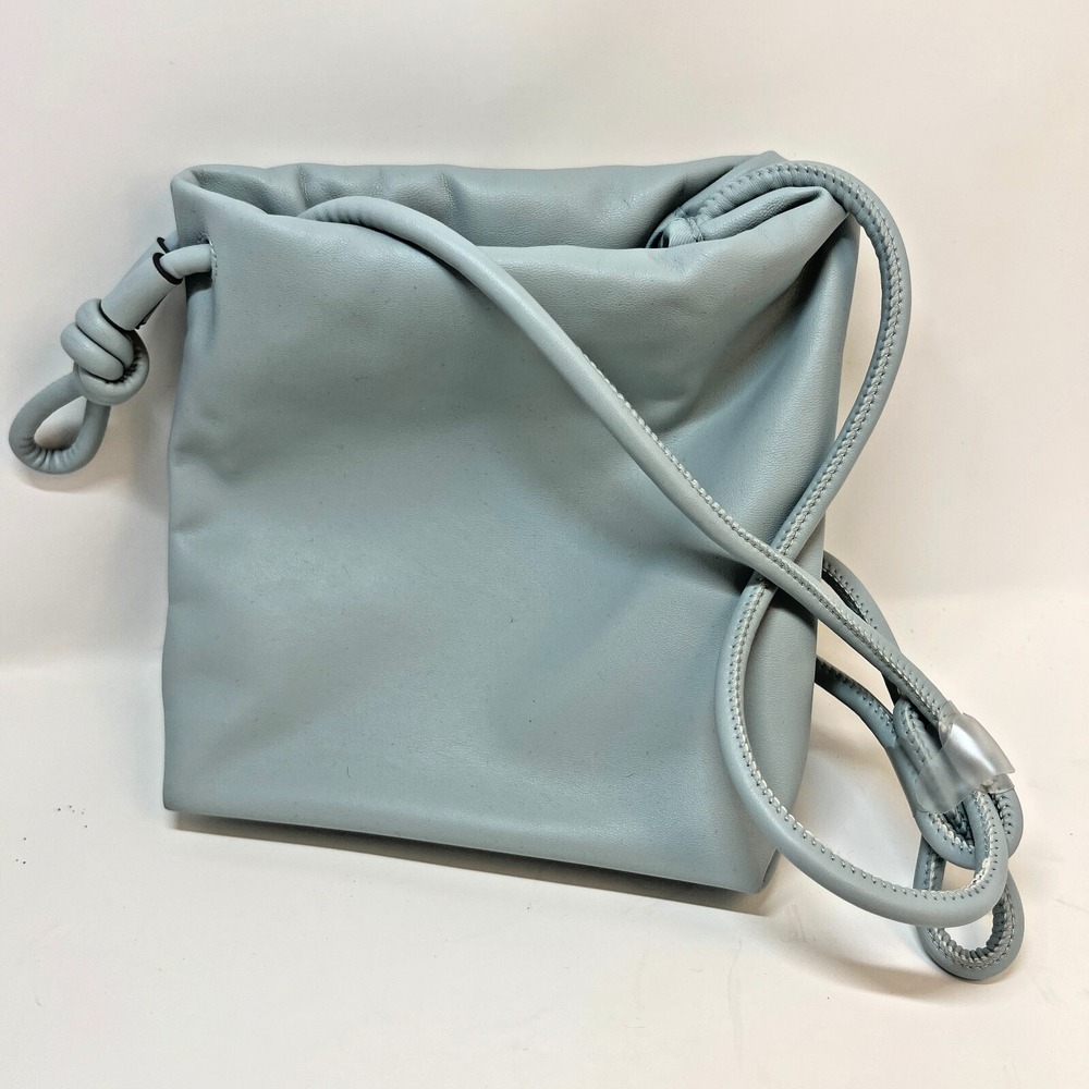 A New Day Light Blue Cinch Top Crossbody Purse Faux Leather Good Condition